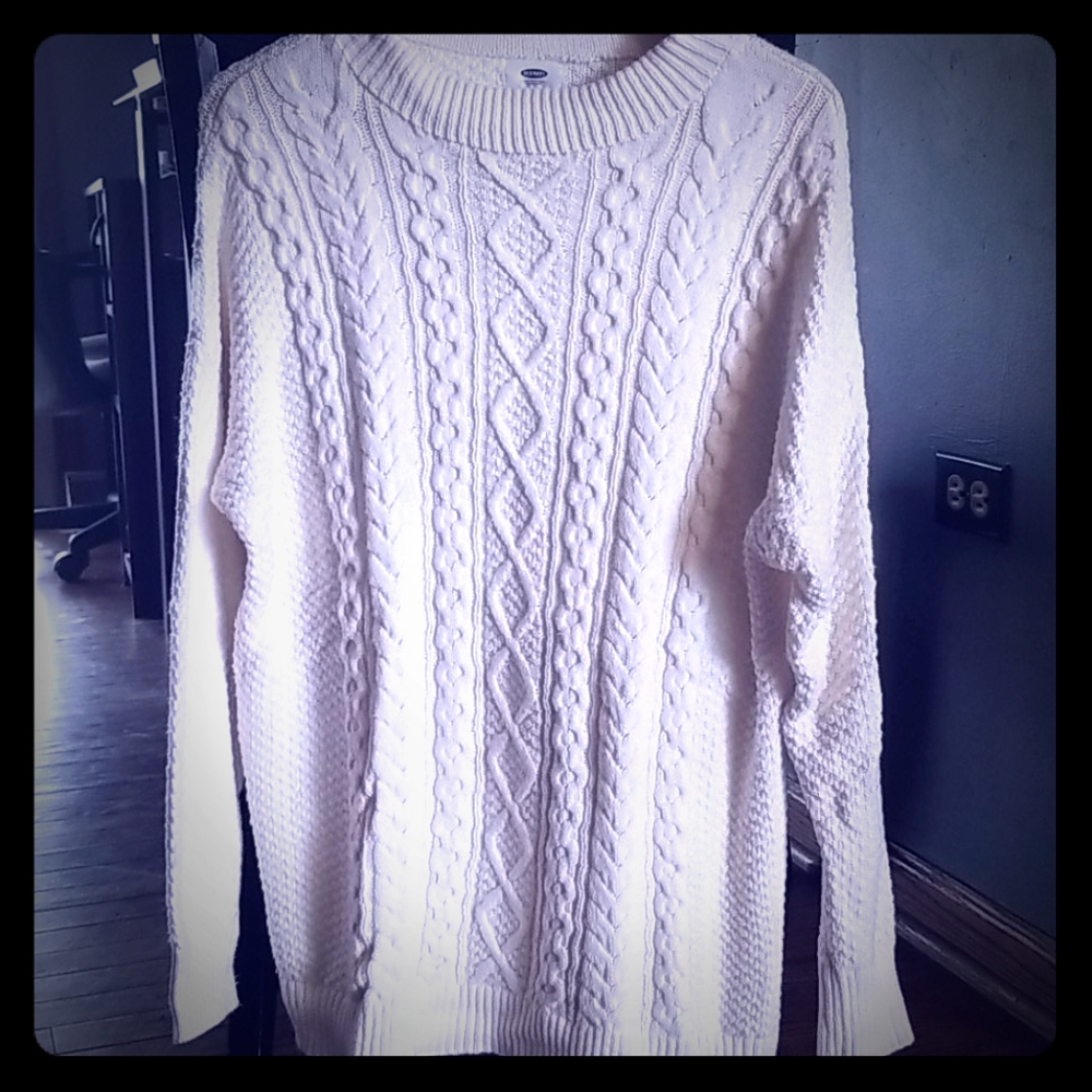 Textured mock neck tunic sweater